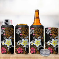 Hawaii Turtle and Tropical Flower 4 in 1 Can Cooler Tumbler Polynesian Pattern