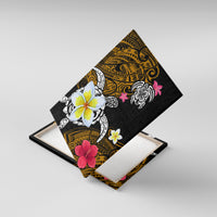 Hawaii Turtle and Tropical Flower Canvas Wall Art Polynesian Pattern