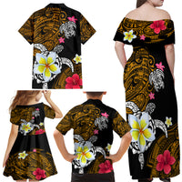 Hawaii Turtle and Tropical Flower Family Matching Off Shoulder Maxi Dress and Hawaiian Shirt Polynesian Pattern LT03 - Polynesian Pride