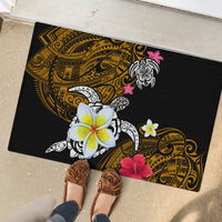 Hawaii Turtle and Tropical Flower Rubber Doormat Polynesian Pattern