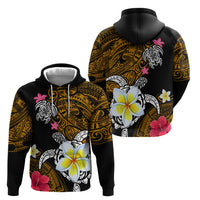 Hawaii Turtle and Tropical Flower Zip Hoodie Polynesian Pattern