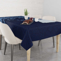 Hawaiian Manta Ray and Polynesian Tribal Tattoo Tablecloth Dark Navy Color LT03