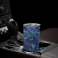 Hawaiian Manta Ray and Polynesian Tribal Tattoo Tumbler Cup Dark Navy Color