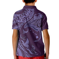 Hawaiian Manta Ray and Polynesian Tribal Tattoo Kid Polo Shirt Purple Color LT03