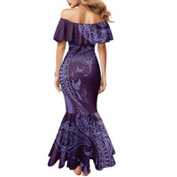 Hawaiian Manta Ray and Polynesian Tribal Tattoo Mermaid Dress Purple Color LT03