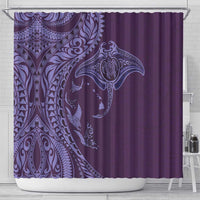 Hawaiian Manta Ray and Polynesian Tribal Tattoo Shower Curtain Purple Color LT03 - Polynesian Pride