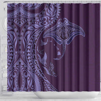 Hawaiian Manta Ray and Polynesian Tribal Tattoo Shower Curtain Purple Color LT03 - Polynesian Pride