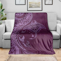 Hawaiian Manta Ray and Polynesian Tribal Tattoo Blanket Pink Color LT03