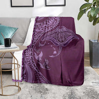 Hawaiian Manta Ray and Polynesian Tribal Tattoo Blanket Pink Color LT03