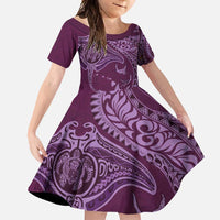 Hawaiian Manta Ray and Polynesian Tribal Tattoo Family Matching Tank Maxi Dress and Hawaiian Shirt Pink Color LT03