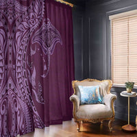 Hawaiian Manta Ray and Polynesian Tribal Tattoo Window Curtain Pink Color LT03
