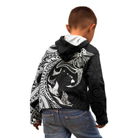 Hawaiian Manta Ray and Polynesian Tribal Tattoo Kid Hoodie Black Color LT03