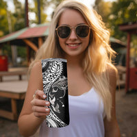 Hawaiian Manta Ray and Polynesian Tribal Tattoo Skinny Tumbler Black Color
