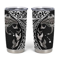 Hawaiian Manta Ray and Polynesian Tribal Tattoo Tumbler Cup Black Color