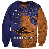 Papua New Guinea New Ireland Province Sweatshirt PNG Birds Of Paradise Polynesian Arty Style LT03 Unisex Orange - Polynesian Pride