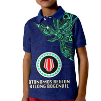 Papua New Guinea Bougainville Kid Polo Shirt PNG Birds Of Paradise Polynesian Arty Style LT03 Kid Blue - Polynesian Pride