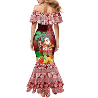 Hawaii Mele Kalikimaka Mermaid Dress Santa Claus and Hula Girl Tropical Folwer with Hawaiian Pattern LT03 - Polynesian Pride