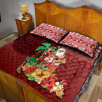 Custom Hawaii Mele Kalikimaka Quilt Bed Set Santa Claus and Hula Girl Tropical Folwer with Hawaiian Pattern LT03 - Polynesian Pride