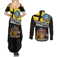 New Zealand Wellington Couples Matching Summer Maxi Dress and Long Sleeve Button Shirt The Capital's Emblems Flag and Koru Art