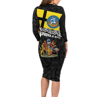 New Zealand Wellington Family Matching Long Sleeve Bodycon Dress and Hawaiian Shirt The Capital's Emblems Flag and Koru Art LT03 - Polynesian Pride