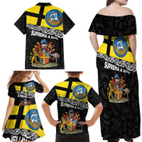 New Zealand Wellington Family Matching Off Shoulder Maxi Dress and Hawaiian Shirt The Capital's Emblems Flag and Koru Art LT03 - Polynesian Pride