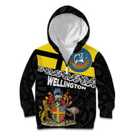 New Zealand Wellington Kid Hoodie The Capital's Emblems Flag and Koru Art