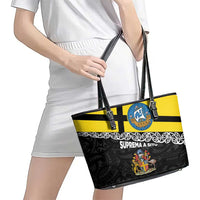 New Zealand Wellington Leather Tote Bag The Capital's Emblems Flag and Koru Art