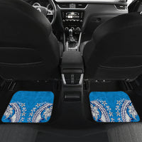 Personalised Samoa Coat Of Arms Car Mats Tropical Flower Blue Polynesian Pattern LT03 - Polynesian Pride