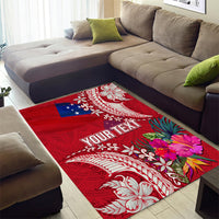 Personalised Samoa Coat Of Arms Area Rug Tropical Flower Red Polynesian Pattern LT03 - Polynesian Pride