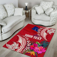 Personalised Samoa Coat Of Arms Area Rug Tropical Flower Red Polynesian Pattern LT03 - Polynesian Pride