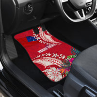 Personalised Samoa Coat Of Arms Car Mats Tropical Flower Red Polynesian Pattern LT03 - Polynesian Pride