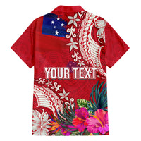 Personalised Samoa Coat Of Arms Family Matching Off Shoulder Maxi Dress and Hawaiian Shirt Tropical Flower Red Polynesian Pattern LT03 - Polynesian Pride