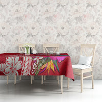 Personalised Samoa Coat Of Arms Tablecloth Tropical Flower Red Polynesian Pattern LT03 - Polynesian Pride