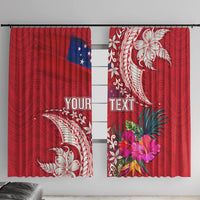 Personalised Samoa Coat Of Arms Window Curtain Tropical Flower Red Polynesian Pattern LT03 With Hooks Red - Polynesian Pride