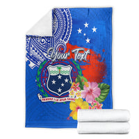 Personalised Samoa Coat Of Arms Blanket Hibiscus Polynesian Tattoo Pattern LT03 - Polynesian Pride