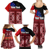 Samoa Flag Day Family Matching Summer Maxi Dress and Hawaiian Shirt Siapo Pattern and Ula Fala LT03 - Polynesian Pride