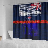 New Zealand and Australia ANZAC Day Shower Curtain Lest We Forget Red Poppy Flowers and Soldier LT03 - Polynesian Pride