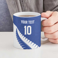 Custom New Zealand Cricket Ceramic Mug Kiwi Birds Haka Dance Blue Fern Sporty Style