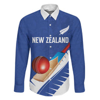 Custom New Zealand Cricket Family Matching Mermaid Dress and Hawaiian Shirt Kiwi Birds Haka Dance Blue Fern Sporty Style LT03 Dad's Shirt - Long Sleeve Blue - Polynesian Pride