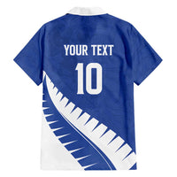 Custom New Zealand Cricket Hawaiian Shirt Kiwi Birds Haka Dance Blue Fern Sporty Style