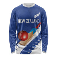 Custom New Zealand Cricket Long Sleeve Shirt Kiwi Birds Haka Dance Blue Fern Sporty Style