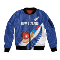 Custom New Zealand Cricket Sleeve Zip Bomber Jacket Kiwi Birds Haka Dance Blue Fern Sporty Style