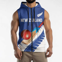 Custom New Zealand Cricket Sleeveless Zip Hoodie Kiwi Birds Haka Dance Blue Fern Sporty Style