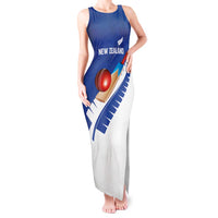 Custom New Zealand Cricket Tank Maxi Dress Kiwi Birds Haka Dance Blue Fern Sporty Style
