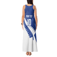 Custom New Zealand Cricket Tank Maxi Dress Kiwi Birds Haka Dance Blue Fern Sporty Style