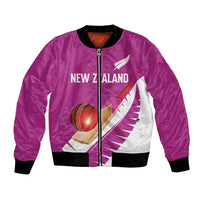 Custom New Zealand Cricket Bomber Jacket Kiwi Birds Haka Dance Pink Fern Sporty Style