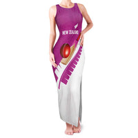 Custom New Zealand Cricket Family Matching Tank Maxi Dress and Hawaiian Shirt Kiwi Birds Haka Dance Pink Fern Sporty Style