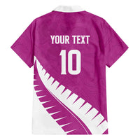 Custom New Zealand Cricket Hawaiian Shirt Kiwi Birds Haka Dance Pink Fern Sporty Style