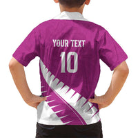 Custom New Zealand Cricket Hawaiian Shirt Kiwi Birds Haka Dance Pink Fern Sporty Style