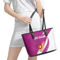 New Zealand Cricket Leather Tote Bag Kiwi Birds Haka Dance Pink Fern Sporty Style